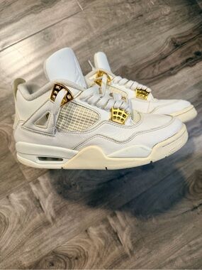 Jordan 4 sail white with Gold Accents